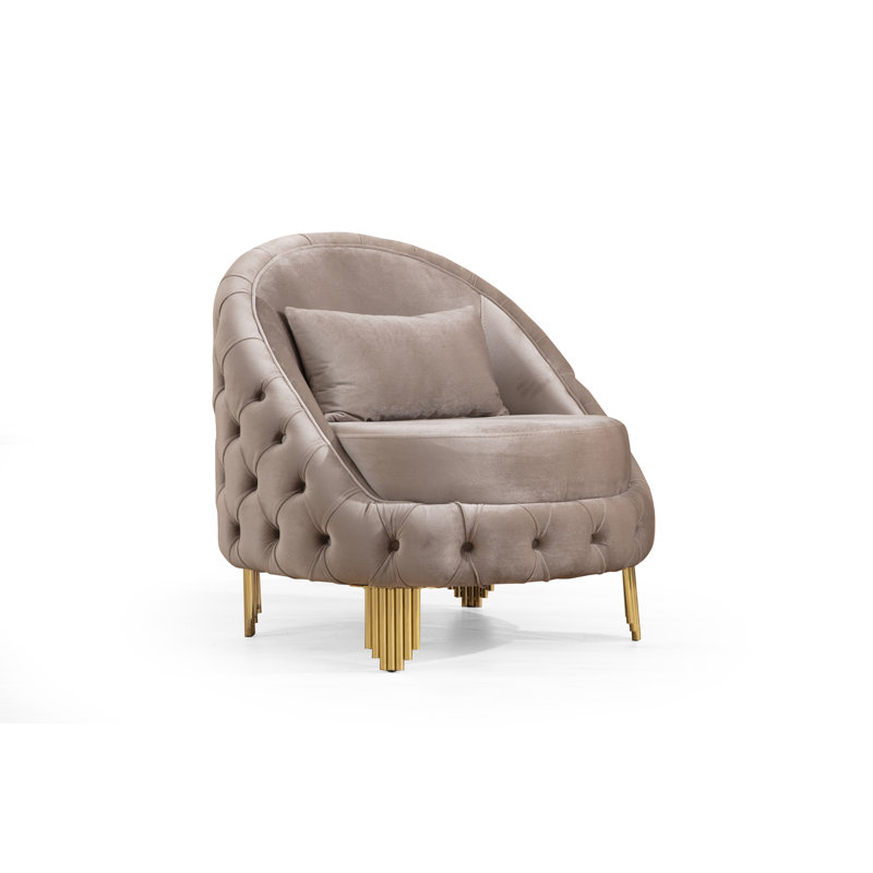 Valorie 33 Velvet Chair Everly Quinn Body Fabric Taupe Velvet